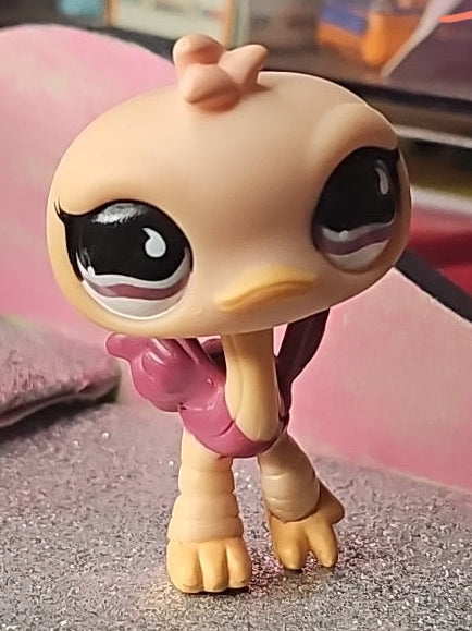 Littlest Pet Shop LPS Ostrich #851 Bird Pink Purple Orange 2007 Hasbro