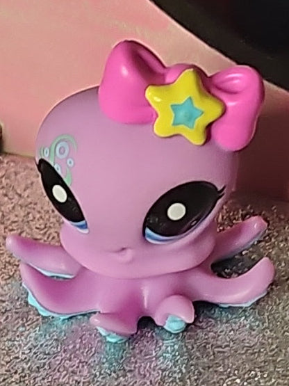 LPS Purple OCTOPUS w/ Bow Blue Eyes